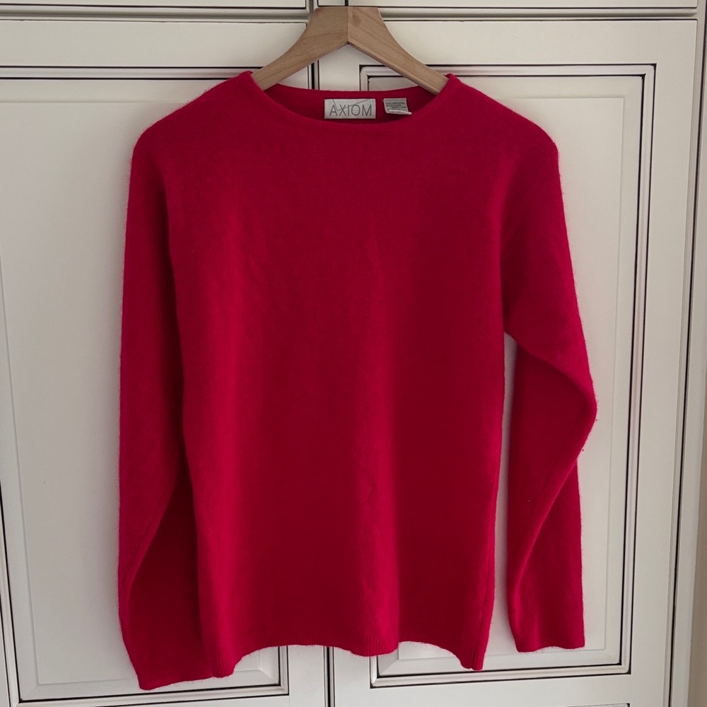 Axiom Pink Lambswool Angora‎ Crewneck Pullover Sweater Women’s Size Small